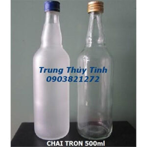 CHAI THỦY TINH TRÒN 500ML NẮP NHÔM