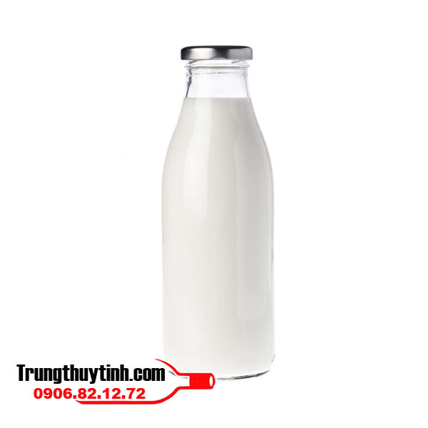 Chai thủy tinh đựng sữa 1000ml (1 lít) nắp thiếc