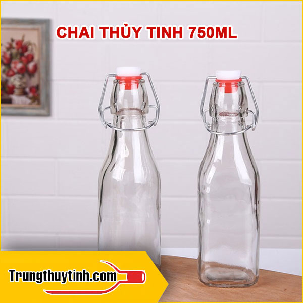 Chai thủy tinh 750ml nắp gài