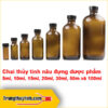 Chai thủy tinh nâu đựng dược phẩm 5ml, 10ml, 15ml, 20ml, 30ml, 50ml và 100ml